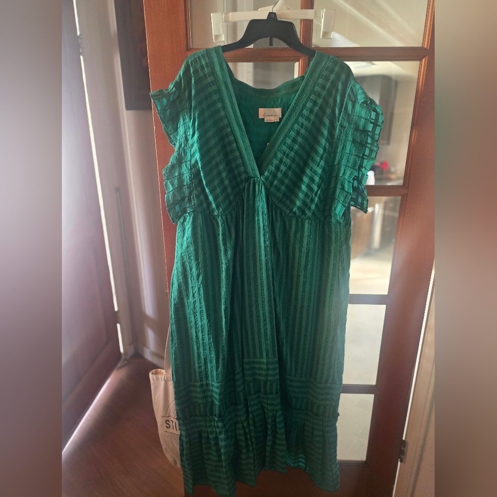 Anthropologie Emerald Green Dress